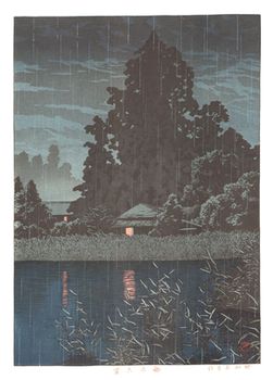 Hasui Kawase - estampe japonaise originale - Pluie  Omiya - 1930