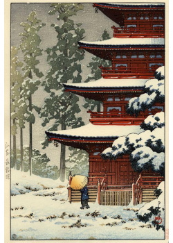 Kawase Hasui - Le temple Saishoin sous la neige, Hirosaki
