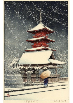 Kawase Hasui - Neige au sanctuaire de Ueno Toshogu