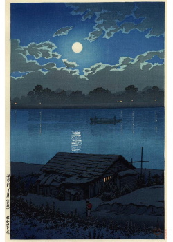 Kawase Hasui - Pleine lune sur la rivire Arakawa