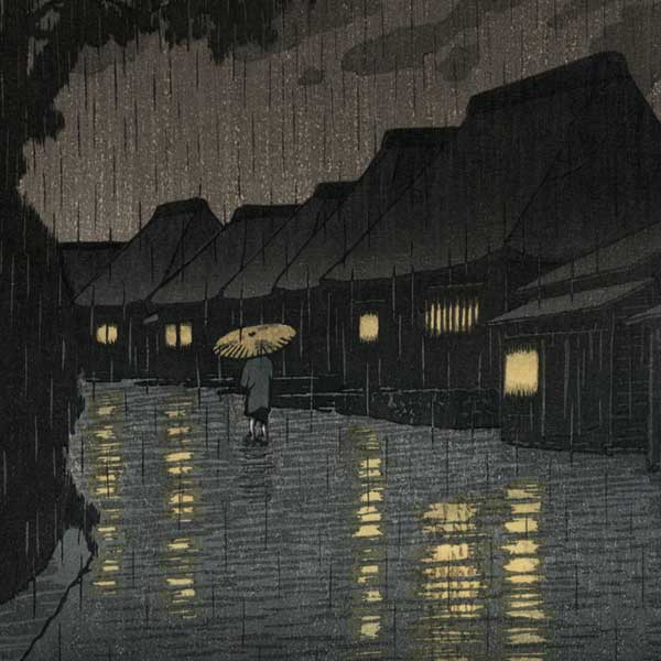 Hasui 
      Kawase - Nuit pluvieuse à Maekawa 1932 (HK28)