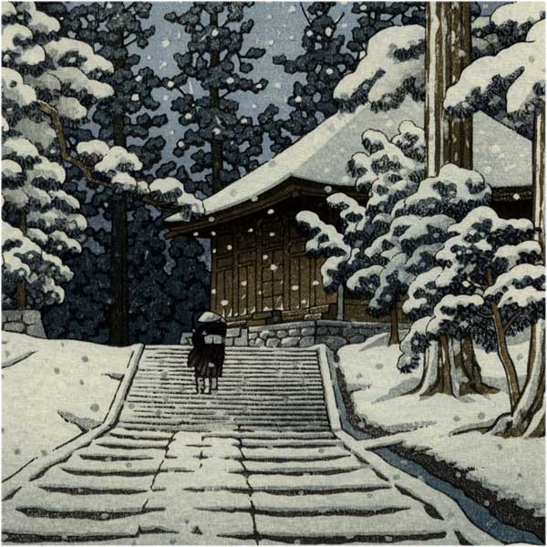 Kawase Hasui - Konjikido sous
la neige, Hiraizumi 1957 (HK13) 